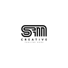 SAM Striped Combination Logo. Typography for Company and Business Logo. - obrazy, fototapety, plakaty