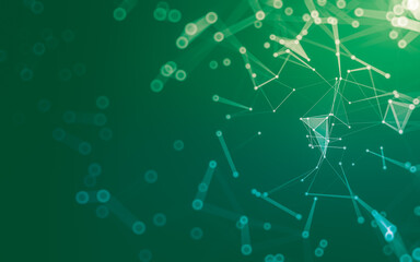 Abstract background. Molecules technology with polygonal shapes, connecting dots and lines. Connection structure. Big data visualization.