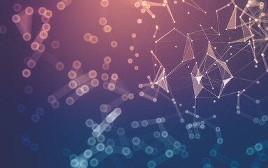 Abstract background. Molecules technology with polygonal shapes, connecting dots and lines. Connection structure. Big data visualization.