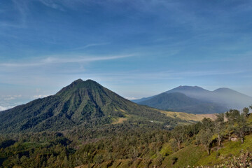 Beautiful Sunday Morning at the top of Mount Ijen Banyuwangi Indonesia.