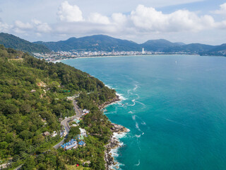 high angle shot of seaside road in Phuket