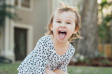 funny portrait of child smiling