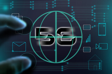 5g connection to connect the house, the mobile, the car, emails, video, and all our lives, touch screen, 
fingers