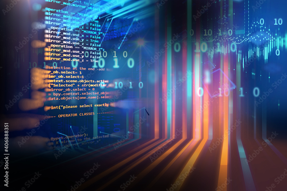 Aufkleber Programming code abstract technology background of software developer and  Computer script 3d illustration