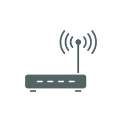 Simple router icon. Solid style for web template and app. Broadband, modem, woreless, vector illustration design on white background. EPS 10 