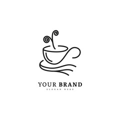 Drink cup logotype. Minimalist coffee logo concept, fit for cafe, restaurant, packaging and drink business. Illustration vector logo.