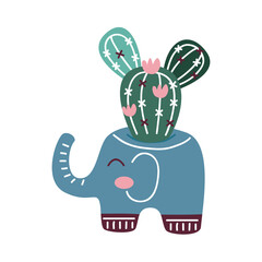 house plant in pot with elephant, scandinavian style