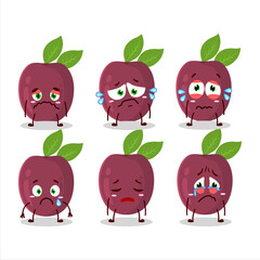 Passion fruit cartoon character with sad expression