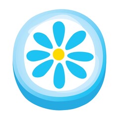 丸い水色の花の模様のキャンディー