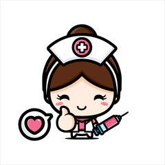 cute nurse character design holding injection