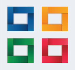 set of modern square isolated color frame template background vector illustration EPS10