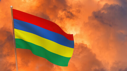 Mauritius flag on pole