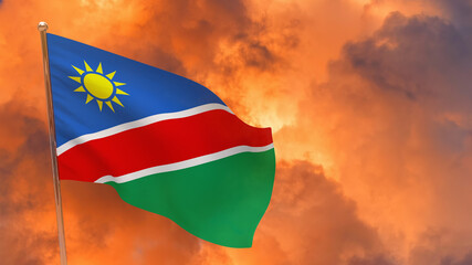 Namibia flag on pole