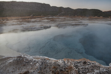 hot springs and geysers at yellowstone national park