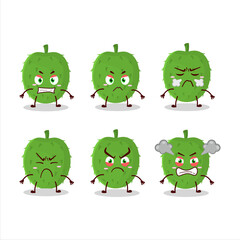 Soursop cartoon character with various angry expressions