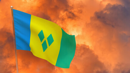 Saint Vincent and the Grenadines flag on pole