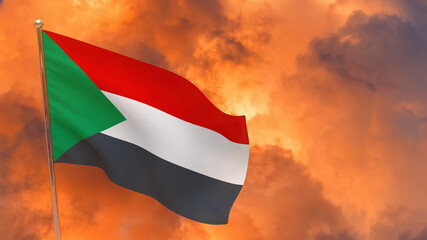sudan flag on pole