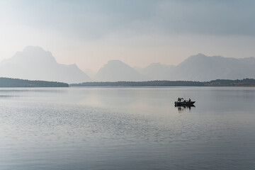fishing boat on the lake