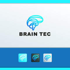 brain tecnology logo vector 