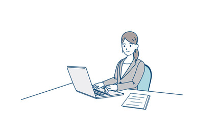 パソコンで作業をする　女性　仕事　OL　会社員