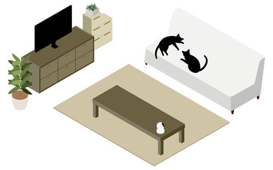 ペット見守りサービスのイメージイラスト、アイソメトリック