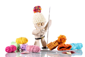 funny miniature craftsman, built from tools and materials