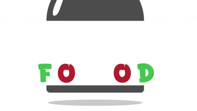 animated logo in the form of a dish with the inscription food