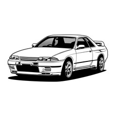 Naklejka premium Black And White Car Illustration