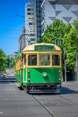 Fototapeta na wymiar Vintage Melbourne W-Class Tram Images from Melbourne, Victoria, Australia