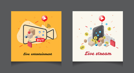 Live stream with sale online smartphone concept Vector design