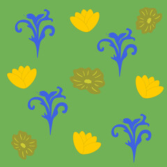 blue vector background with flowers