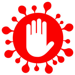 red corona virus stop hand gesture sign vector isolated on white background