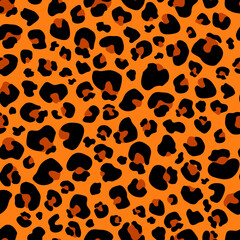 Seamless pattern orange Leopard print . Leopard background vector illustration