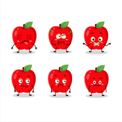 New red apple cartoon character with nope expression