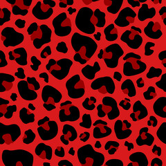 Seamless pattern red leopard print . Leopard background vector illustration