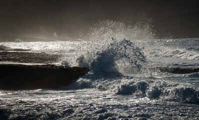 Brandung am Strand von Cuticchiune Mario auf Sizilien