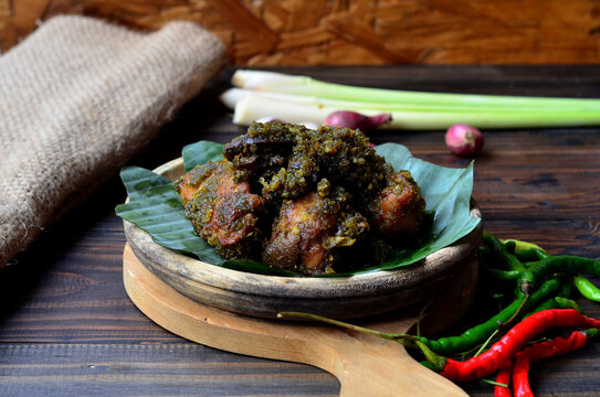 Ayam Goreng Cabe Ijo Is Fried Chicken With Sambal Ijo, Traditional Food From Indonesia