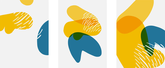 Hand drawn doodle shapes, wall art painting style, vector abstract background templates. A4 poster design or for covers, banners, flyers