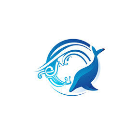 ocean fish icon logo design template