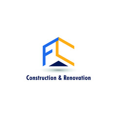 FC Initial letter for home, house, building, construction, architect, renovation, repair logo concept