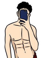 Fototapeta premium cartoon man on white background