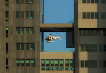 helicopter in the window sea towers