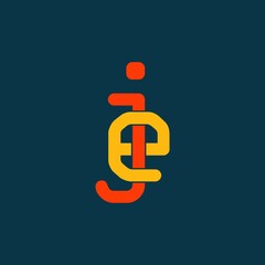 Je initial letter orange yellow vector logo template