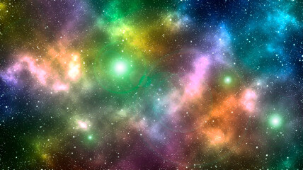 Stars and colorful gas in the space