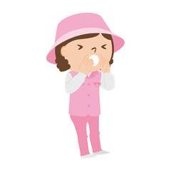 ゴルフ場で働く女性キャディのイラスト。ファーと叫んでいる女性。