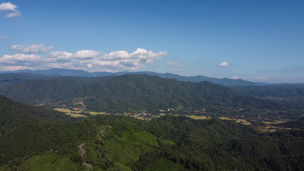 Aerial view mountain landscape from  Bo Kluea, Nan, Thailand