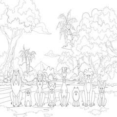 Adult coloring page,book a cute isolated dog,image for relaxing.Zen art style illustration.
