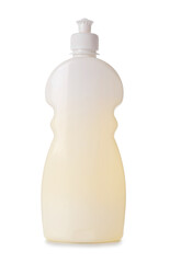 Bottle with detergent on white background