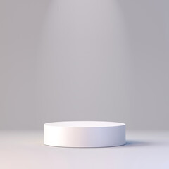 White product background stand or podium pedestal on advertising display with blank backdrops. 3D rendering.