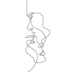 Wall murals Best sellers Collections Couple Trendy Line Art Drawing. One Line Couple Illustration. Minimalistic Black Lines Drawing. Continuous One Line Abstract Drawing. Modern Scandinavian Design. Vector EPS 10